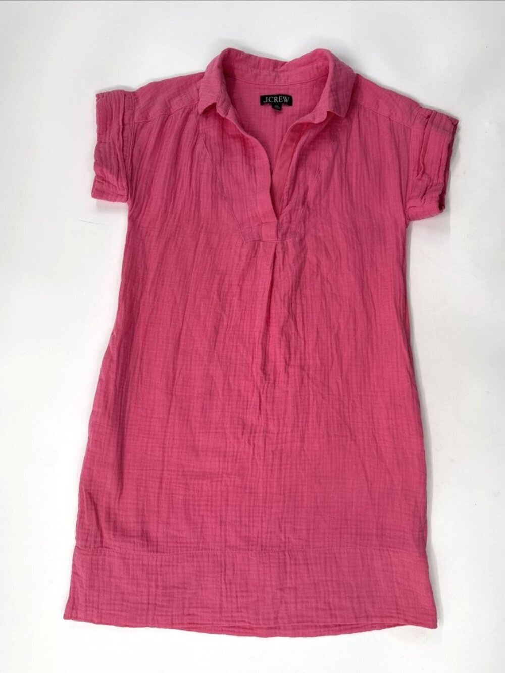 J Crew Dress Womens XXS Pink Popover Gauze Preppy Pockets Summer Beachy Cruise